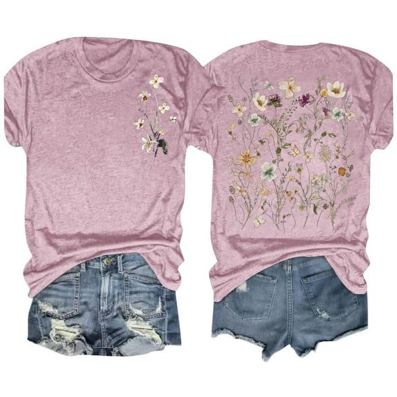 AOOCHASLIY Trendy Women Tops Fashion Women's Summer Comfortable Round Neck Printing Short Sleeve Tops Blouse T-Shirt