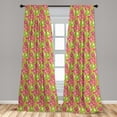 thumbnail image 4 of Ambesonne Floral Curtains, Retro Watercolor Flowers Art, Pair of 28"x95", Salmon Apple Green and Coral, 4 of 4