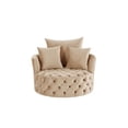 thumbnail image 2 of Benjara Swivel Accent Chair with Curved Design and Button Tufting- Beige, 2 of 7