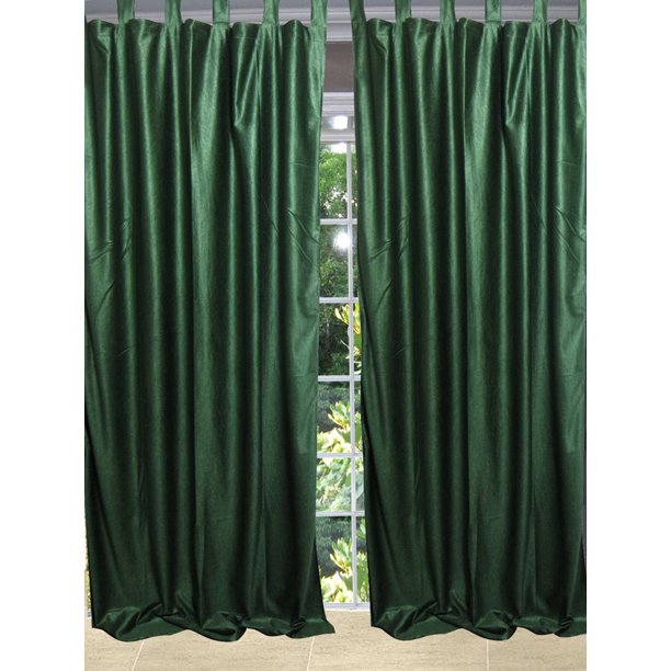 Mogul Solid Green Tab Top Curtain Drape Window Treatment For Home Decor