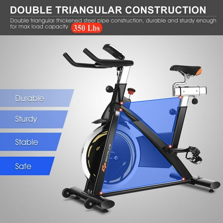 Costway - Exercise Bike Cycle Trainer Indoor Workout Cardio Fitness Bicycle Stationary - Orange&Black