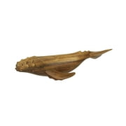 Beautiful Carved Teak Wood Humpback Whale Tabletop Statue 19.5 Inches Long