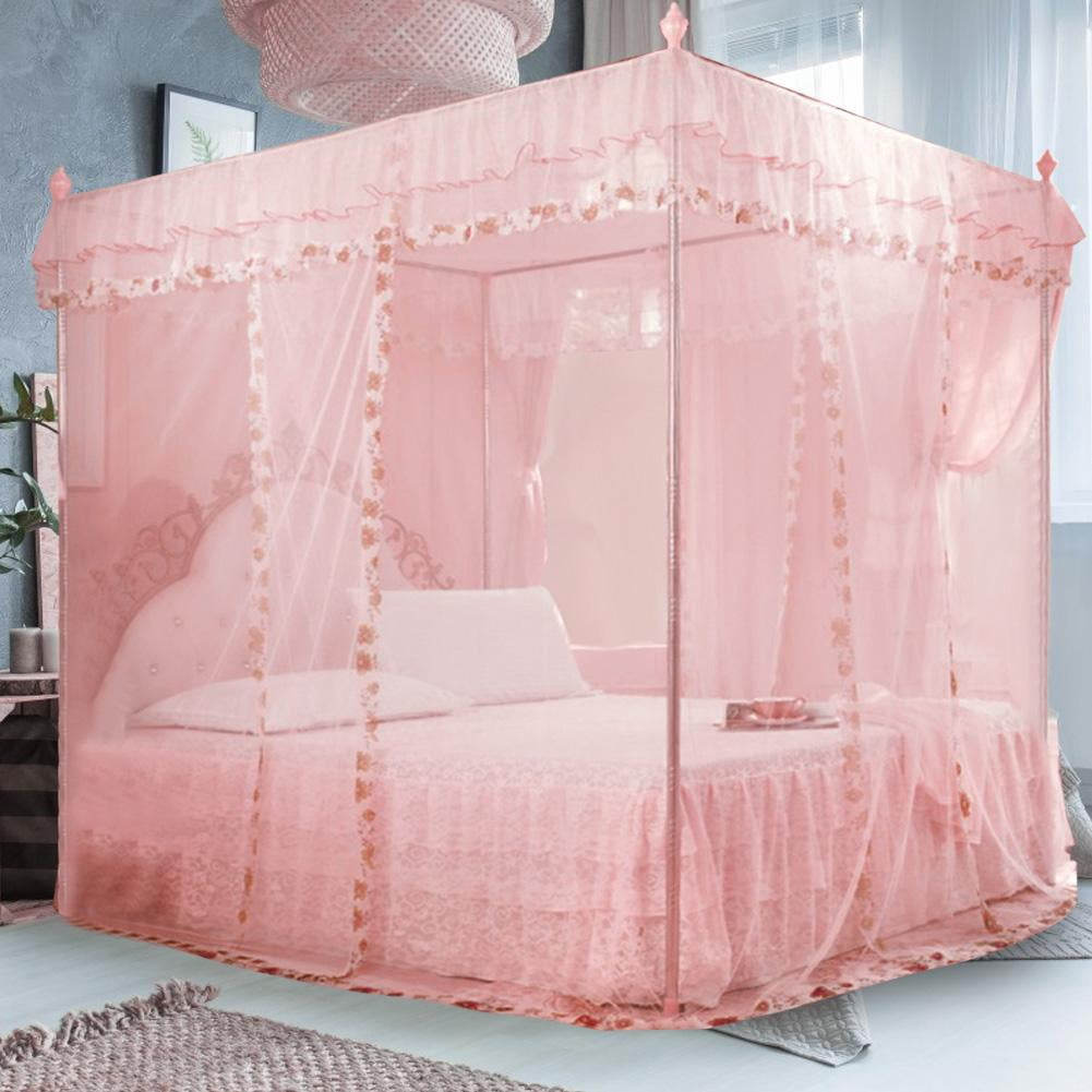 Romantic 90% Anti-glar Lightproof Bed Canopy Mosquito Net Princess+4 Corner Post 