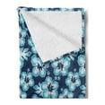 thumbnail image 2 of Navy Soft Flannel Fleece Blanket, Hibiscus Hawaiian Tropical Island Flowers Petals and Buds Leaves Art Print, Cozy Plush for Indoor and Outdoor Use, 50" x 60", Dark Blue and Sky Blue, by Ambesonne, 2 of 5