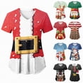 thumbnail image 2 of Towmus Womens Christmas Scrub Tops Funny Print V Neck Short Sleeve Shirts Stretch Anti Wrinkle Nursing Uniform with Pockets, 2 of 7