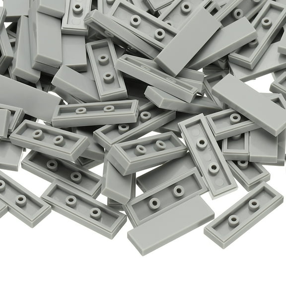 Uxcell 122Pcs Flat Blocks Bulk, 1x3 Square Light Gray Classic Tiles Smooth Surface Mini Building Blocks Accessories Compatible Bricks Kits for Building Floor Walls Mosaic Pixel Arts