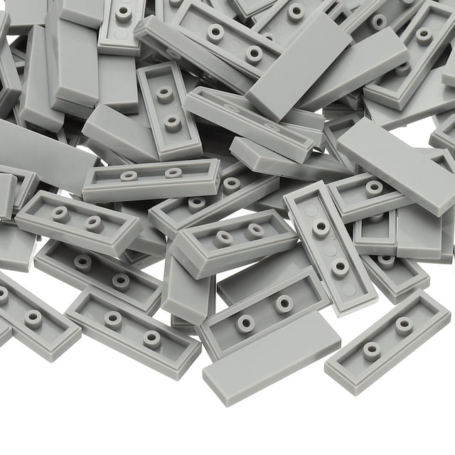 Uxcell 122Pcs Bloques Planos a Granel, Azulejos Clásicos Suaves de 1x3 en Gris Claro