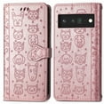thumbnail image 2 of for Google Pixel 8 Pro Case Wallet,Magnetic Closure PU Leather Cute Embossed Wrist Strap Card Slots Pocket Flip Kickstand Protective Phone Case Cover for Google Pixel 8 Pro,Rosegold, 2 of 11