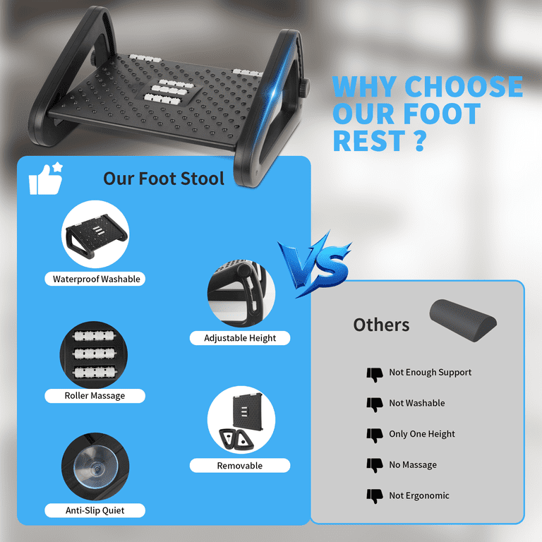 PHANCIR Adjustable Foot Rest with Massage Rollers photo 8