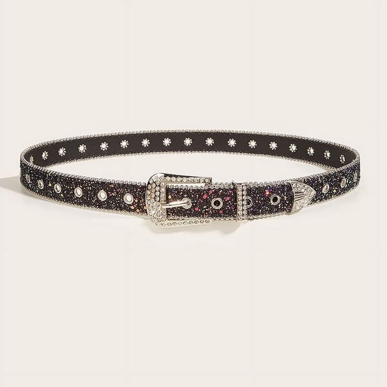 Rhinestones Belt Western Crystal Diamond Studded Silver Mealah Glitter-Rhinestone-Western-Cowboy Belt for Women  main image 4