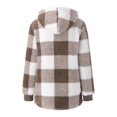 thumbnail image 5 of NAZISHW Womens Sherpa Plaid Shacket Hooded Fleece Jacket Fuzzy Open Front Cardigan with Pockets Button Down Outerwear (Khaki,S), 5 of 5