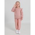 thumbnail image 5 of GYRATEDREAM Girls 2 Piece Outfit Cable Textured Ruffle Sweatshirt Jogger Pants Set, 18M-6T Kids Casual Tracksuit, 5 of 9