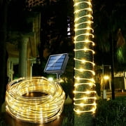 Honche Solar Rope Lights Outdoor Waterproof 33ft 100 LEDs Garden Tree Patio Christmas Decorations Lighting Warm White