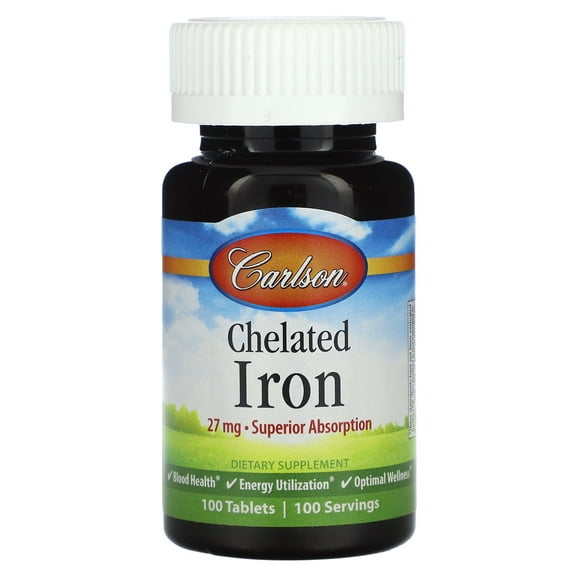 Carlson Chelated Iron, 27 mg, 100 Tablets
