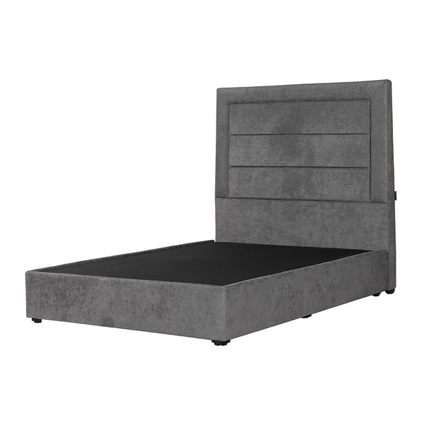 Box Base cama Individual + Cabecera Blend Gris Oscuro