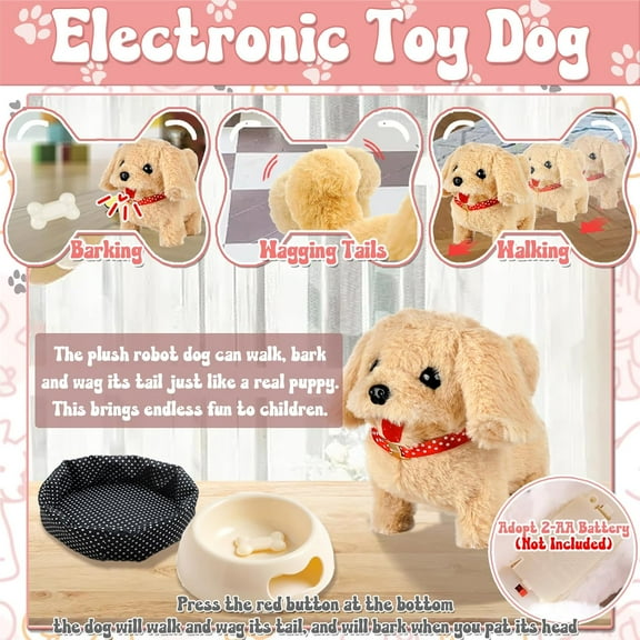 Interactive Electronic Dog Toy Set for Kids, 16Pcs Pretend Play Pet Care Gifts for Girls 3-6 Years Old