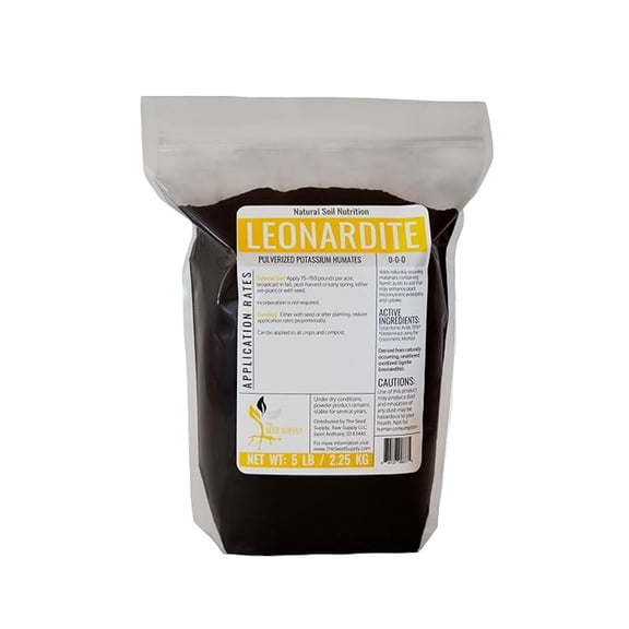 5lb Pulverized Leonardite Fertilizer Powder - Humic Acid Soil Conditioner for Plants, Garden & Lawn, Natural Oxidized Lignite, Soil Amendment for Nutrient Uptake & Root Growth