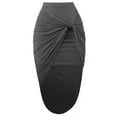 thumbnail image 1 of A2Y Women's Sexy High Waist Draped Wrap Hi Low Pencil Skirt Charcoal S, 1 of 3
