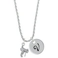 thumbnail image 1 of Delight Jewelry Silvertone English Saddle Silvertone Script Initial Disc - V - Charm Necklace, 20"+3", 1 of 4
