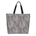 thumbnail image 1 of Balery Black White Stripes Bolsa Tote Estilo Estético con Cremalleras, Bolsa de Hombro, Bolsa de Compras Grande y Plegable, 1 of 8