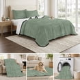 thumbnail image 6 of Quilts Twin XL Size Bedding Set, Vintage Sage Green Lightweight Quilted Comforter, Modern Farmhouse Textured Rustic Soft Reversible Bedspread Coverlet with Pillow Covers for All Season, 68" x 98", 6 of 9
