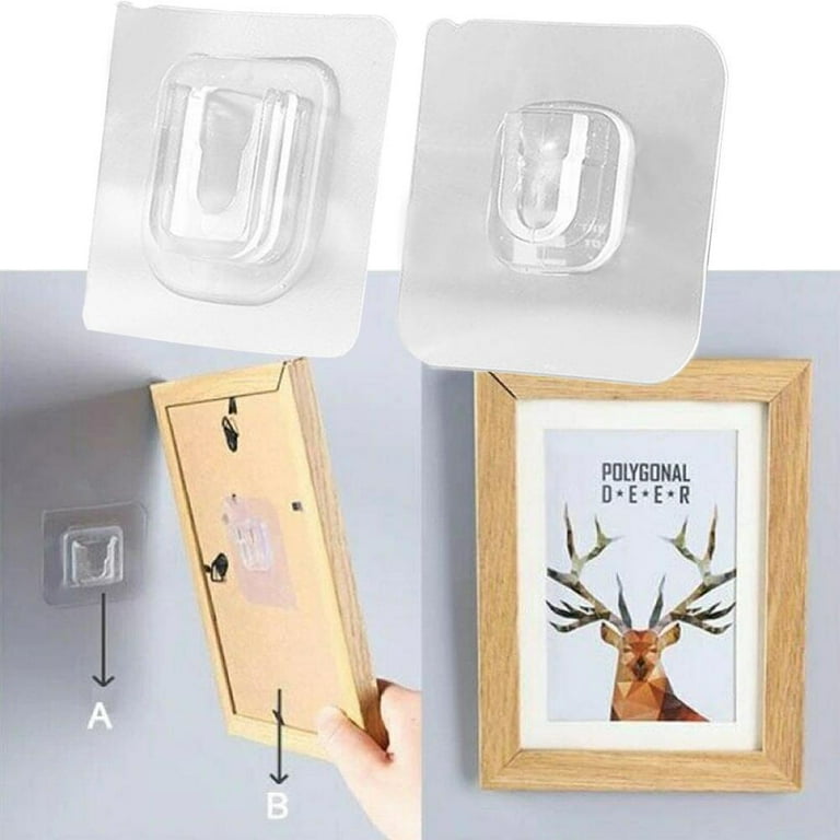 Brand: StickEase Type: Double Sided Adhesive Wall Hooks Specs: Heavy Duty,  Transparent, Multi Purpose Keywords: Bathroom, Kitchen, Self Adhesive Hooks  Key Points: Easy Installation, Damage Free Removal, Strong & Durable Main  Features