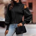 thumbnail image 5 of Lilgiuy Women Casual Solid Long Sleeve Turtle Neck Sweaters Tops,Black,4(S) Fall Clothes for 2022 Spring Winter, 5 of 5