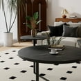 thumbnail image 3 of Modern Coffee Table With Two Display Shelves, Black Faux Marble Surfaces, Tripod-Inspired Base, Rounded Tabletop Edges, 3 of 12