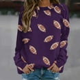 thumbnail image 3 of MVRLSH Essentials Hoodies for Women Sequin Football Graphic Crewneck Long Sleeve Casual Pullover Spring Fall Layering Daily Outfit Match Sweatshirt Purple - XL, 3 of 4