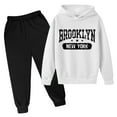 thumbnail image 2 of Toddler Boys' 2-Piece Outfit Set Autumn and Winter Letter Printed Long Sleeve Hoodie Sweatshirt and Pants Sets Size 4-5T ,White, 2 of 3