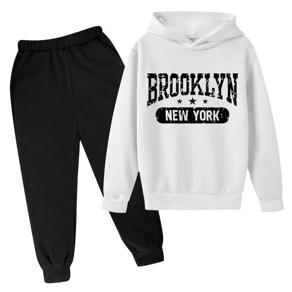 Boys Hoodie and Pants Set Winter Outfits for Kids Soft Pullover Top with Comfortable Jogger Bottoms Letter Print Casual