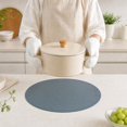 thumbnail image 3 of Unique Bargains 2 Pcs Bow Oval Faux Leather Placemat Light Blue, 3 of 5