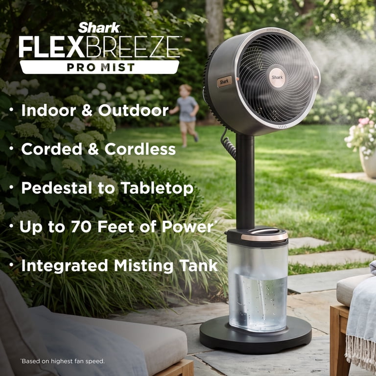 Shark FlexBreeze Pro Mist Fan, Indoor and Outdoor, Cordless Up to