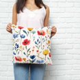 thumbnail image 3 of Throw Pillow Covers 18x18 Inch, Colorful Poppies Decorative Pillow Cases for Couch Sofa Bed, Orange Blue Flowers Leaves Cotton Linen Square Home Decor Pillowcases with Hidden Zipper, 3 of 7