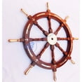 thumbnail image 4 of 18" Wooden Ship Wheel (Brass Anchor Strip & Brass Handle), 4 of 6