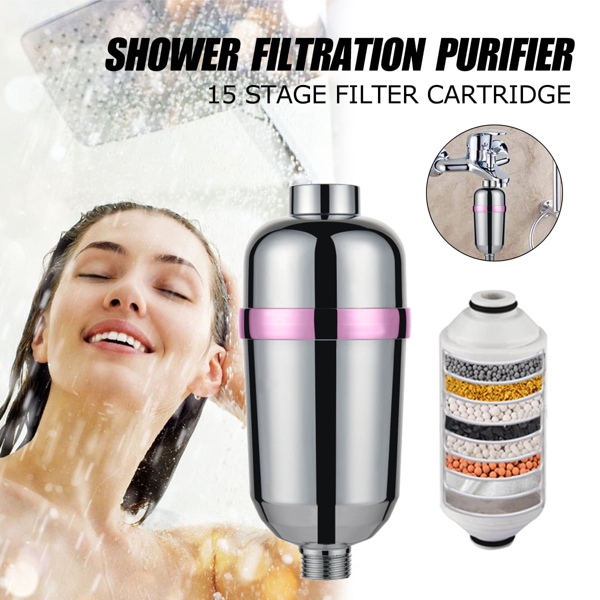 15 Bathroom Shower Filter Bathing Water Filter Purifier Water Treatment