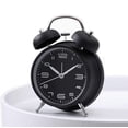 thumbnail image 1 of Reloj despertador con doble campana, tono mecánico extra fuerte, carcasa esmerilada, retroiluminación, reloj de escritorio sin ruido para oficina en casa (negro) ER, 1 of 5