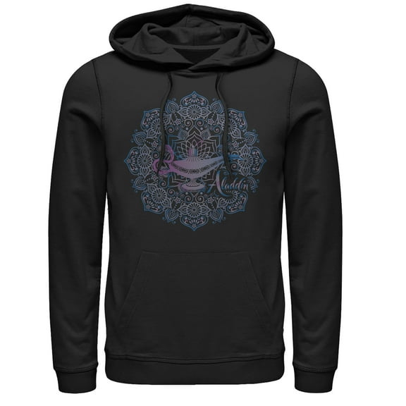 Men's Aladdin Magical Lamp Mandala Symbol Pull Over Hoodie Black Large