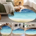 thumbnail image 6 of Summer Coastal Round Rugs 4ft, Turquoise Ombre Beach Ocean Waves Non Slip Washable Rug Runner, Low Pile Indoor Floor Carpet Mat Bathroom Rugs for Living Room, Bedroom, Kids Room, 6 of 9