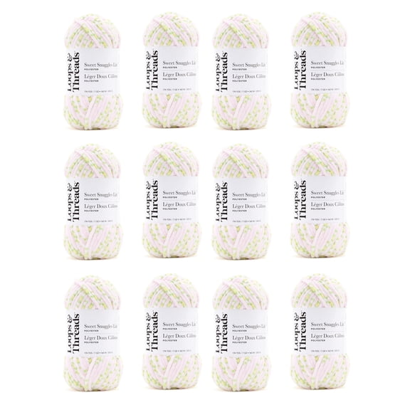 Loops & Threads Dahlia Blossom Sweet Snuggles Lite Yarn - Super Bulky Weight Yarn for Knitting, Crochet, Weaving, Arts & Crafts, 12 Pack