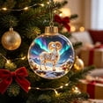 thumbnail image 4 of Diceymbol White Ram Aurora Borealis Christmas Ball Ornament, 3.15 In Plastic Hanging Decoration with Arctic Winter Landscape Artwork, 4 of 6