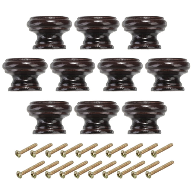 Uxcell Boutons de Cabinet, Bouton de Commode Rond Poignées en Bois Poignées de Tiroir avec Vis Brun Foncé