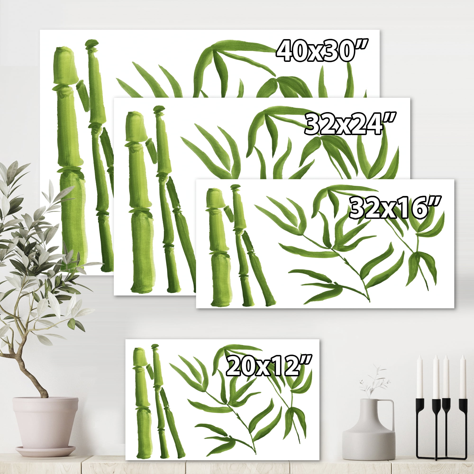 The Forest of Bamboo Branches IV 40 in x 30 in Painting Canvas Art Print, by Designart