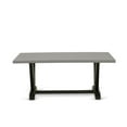 thumbnail image 3 of East West Furniture V697SI121-7 7-Pc Dining Room Table Set- 6 Dining Room Chairs with Blue Linen Fabric Seat and Button Tufted Chair Back - Rectangular Table Top & Wooden Legs - Cement and Black..., 3 of 10