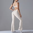 thumbnail image 4 of QHFBli Sleeveless Flare Jumpsuits for Women Sexy Backless Bodycon V Back Scrunch Yoga Rompers Seamless Workout Bodysuit, 4 of 4