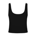 thumbnail image 4 of KHONTS Women's Double Lined Square Neck Tank Top Sleeveless Basic Crop Tops Trendy Going out Tops with Built in Bra Black L, 4 of 5