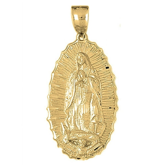 18K Yellow Gold Our Lady Guadalupe Pendant - 64 mm