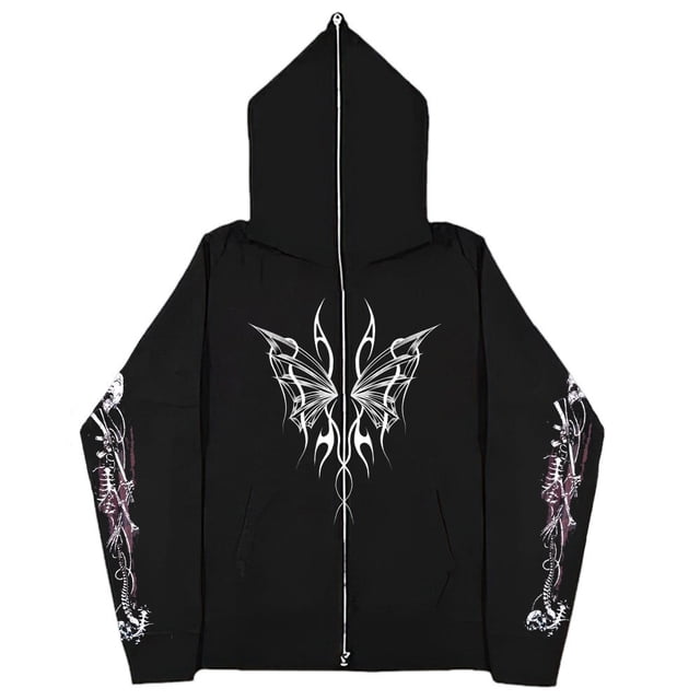 2023 Sudaderas con corazones rojos oscuros europeas y americanas para hombres y mujeres, sudaderas con capucha, parejas góticas, sudaderas con cremallera de gran tamaño Harajuku