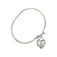 thumbnail image 2 of 5 3/4 inch Oval Eye Hook Bangle Bracelet w/ Miraculous Heart in Sterling Silver, 2 of 3