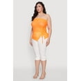 thumbnail image 4 of Womens Plus Size Sheer Ruched Drawstring Tube Top, 4 of 5